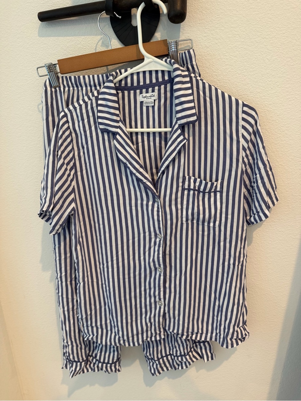 Splendid Navy & White Striped Short Sleeve Pajama Set